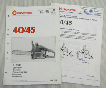Husqvarna 40 45 Kettensäge Motorsäge Ersatzteilbild-Katalog Parts List 1/89