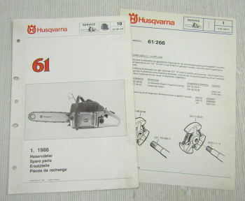Husqvarna 61 Kettensäge Motorsäge Ersatzteilbild-Katalog Parts List 1/1986
