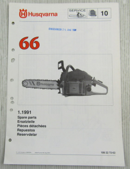 Husqvarna 66 Kettensäge Motorsäge Ersatzteilbild-Katalog Parts List 1/1991