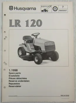 Husqvarna LR120 Lawn Tractor Mower Spare Parts List Catalog 01/1998