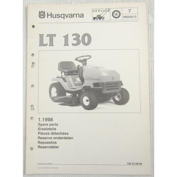 Husqvarna LT130 Lawn Tractor Spare Parts List Catalog 01/1998