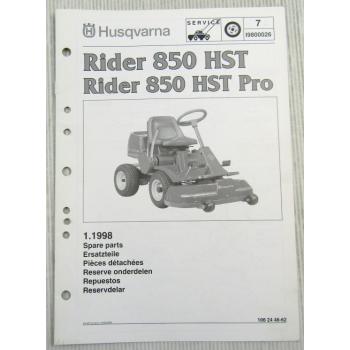 Husqvarna Rider 850 HST + Pro Ersatzteil-Bildkatalog Spare Parts List 1/1998