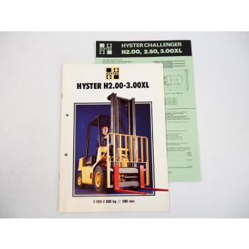 Hyster H 2.00 2.50 3.00 XL Prospekt Gabelstapler Technische Daten 1990