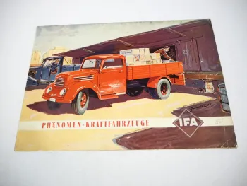 IFA Phänomen Granit Kraftfahrzeug LKW Prospekt Technische Daten 1953