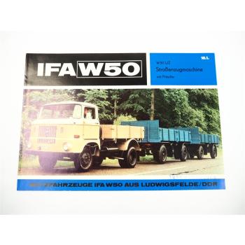 IFA W50 L Z LKW Straßenzugmaschine mit Pritsche Prospekt Ludwigsfelde DDR 1973
