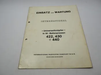 IHC 422 430 440 Universalknüpfer in IHC Ballenpressen Einsatz Wartung 1972