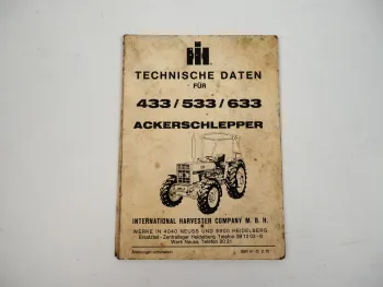 IHC 433 533 633 Ackerschlepper Technische Daten 1975