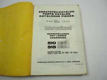 IHC 510 515 Schaufellader Ersatzteilliste Spare Parts List 1980