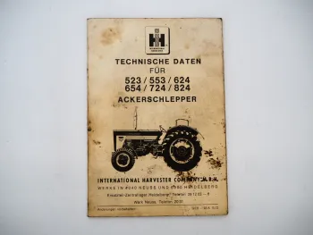 IHC 523 553 624 654 724 824 Technische Daten Ackerschlepper Mc Cormick 1972