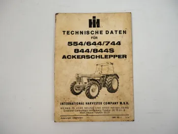IHC 554 644 744 844 844S Technische Daten Ackerschlepper Mc Cormick 1976