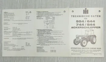 IHC 554 644 744 844 Technische Daten Ackerschlepper Mc Cormick 10/1974