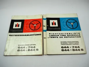 IHC 644 744 844 844S Schlepper Betriebsanleitung 1975 + Richtzeitenliste 1977