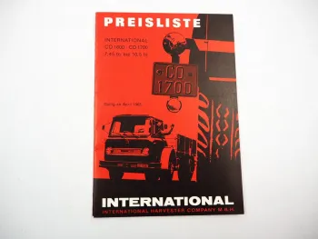 IHC CO 1600 1700 LKW Pritschenwagen Kipper Sattelzug Preisliste 1965