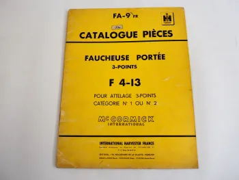 IHC F4-13 Anbaumäher Faucheuse Portee Ersatzteilliste Catalogue Pieces 1964