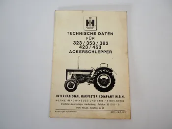 IHC Mc Cormick 323 353 383 423 453 Ackerschlepper Technische Daten 1972