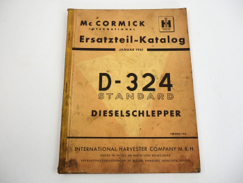IHC Mc Cormick D-324 Standard Dieselschlepper Ersatzteilliste 1961
