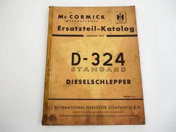 IHC Mc Cormick D-324 Standard Dieselschlepper Ersatzteilliste 1961