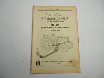 IHC Mc Cormick DE-22 Anbaumäher für Schlepper DLD Ersatzteilliste 1953