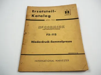 IHC Mc Cormick F5-112 Sammelpresse Ersatzteilkatalog 1966