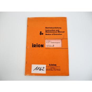 Irion DFQ-B Diesel-Quer-Gabelstapler Betriebsanleitung 1978