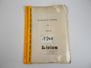 Irion DFQ-B Gabelstapler Kundendienst-Anleitung Hydrostatischer Antrieb 1978