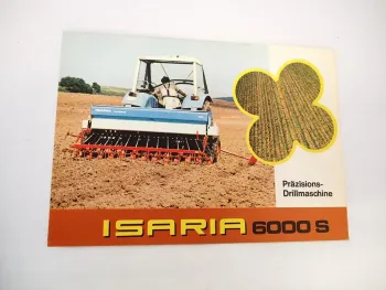 Isaria 6000 S Drillmaschine am Eicher Traktor Prospekt 1970er Jahre