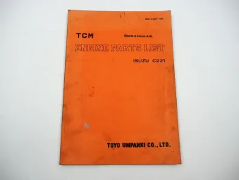 Isuzu C221 Engine for TCM Forklift Truck Parts Manual Ersatzteilliste Englisch