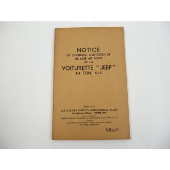 Jeep Bantam Willys Ford MB Notice de condoite dentretien Betriebsanleitung 1947