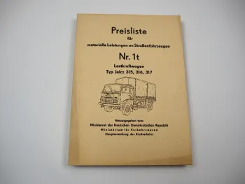 Jelcz 315 316 317 LKW Instandhaltung Reparatur Richtzeiten Preisliste 1981 DDR