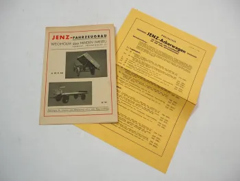 Jenz AWK60 AW Ackerwagen Prospekt Preisliste JENZ Fahrzeugbau Wegholm 1953