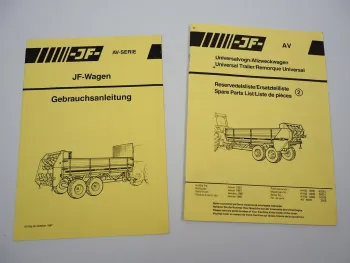JF AV 30 3000 40 4000 50 5000 6000 Wagen Betriebsanleitung Ersatzteilliste 1987
