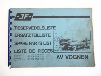 JF AV 30 35 40 50 Allzweckwagen Ersatzteilliste Spare Parts List 1978