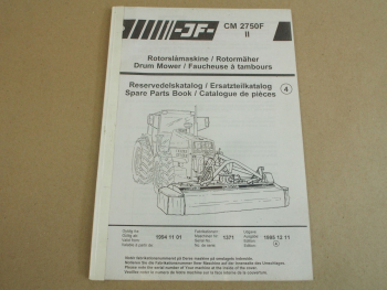 JF CM 2750F II Rotormäher Ersatzteilkatalog Spare Parts List Book ab 1994