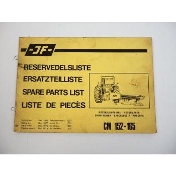 JF CM152 CM165 Rotormäher Drum Mower Ersatzteilliste Spare Parts List 1976