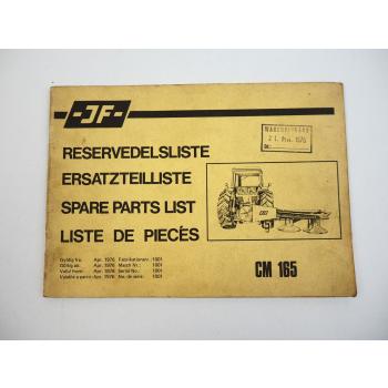 JF CM165 Rotormäher Drum Mower Ersatzteilliste Spare Parts List 1976