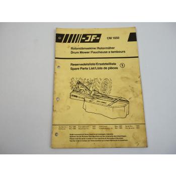 JF CM1650 Rotormäher Drum Mower Ersatzteilliste Spare Parts List 1985