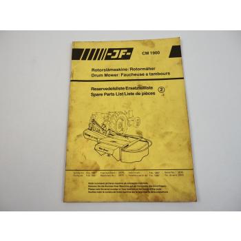 JF CM1900 Rotormäher Drum Mower Ersatzteilliste Spare Parts List 1987