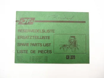 JF CR320 Kreiselwender Schwader Ersatzteilliste Spare Parts List 1978