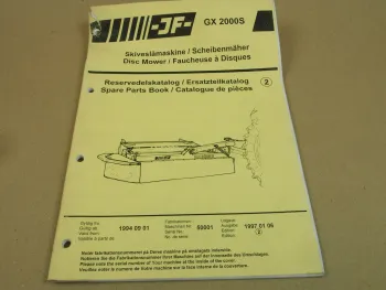 JF GX 2000S Scheibenmäher Ersatzteilkatalog Spare Parts Book