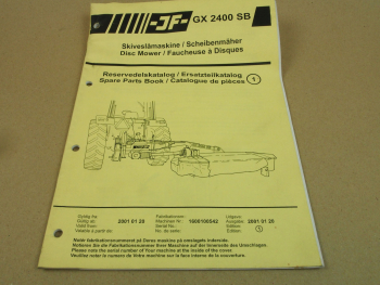 JF GX 2400 SB Scheibenmäher Ersatzteilkatalog Spare Parts Book