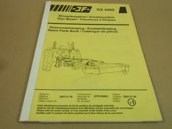 JF GX 2402 Scheibenmäher Ersatzteilkatalog Spare Parts Book