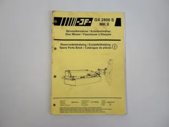 JF GX2800S MKII Scheibenrmäher Ersatzteilkatalog Spare Parts Book 2000