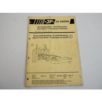 JF GX2800SB Scheibenmäher Disc Mower Ersatzteilkatalog Spare Parts Book 1998
