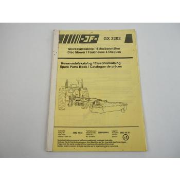 JF GX3202 Scheibenmäher Disc Mower Ersatzteilkatalog Spare Parts Book 2002