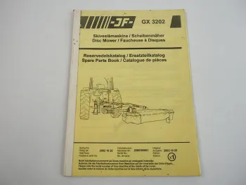 JF GX3202 Scheibenmäher Disc Mower Ersatzteilkatalog Spare Parts Book 2002