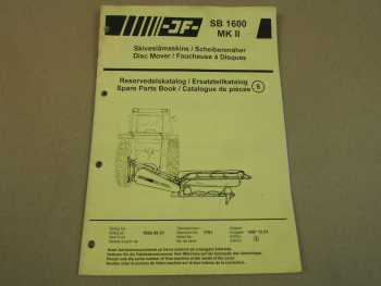 JF SB 1600 MK II Scheibenmäher Ersatzteilkatalog Spare Parts Book ab 1996