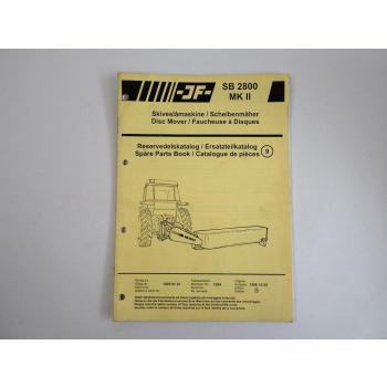 JF SB2800 MKII Scheibenmäher Ersatzteilkatalog Spare Parts Book 1998