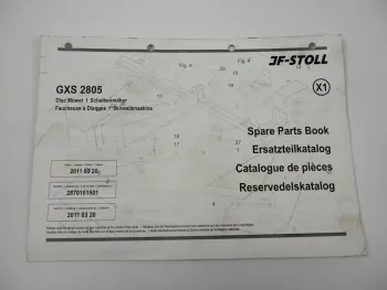 JF Stoll GXS 2805 Scheibenmäher Disc Mower Ersatzteilliste Parts List 2011