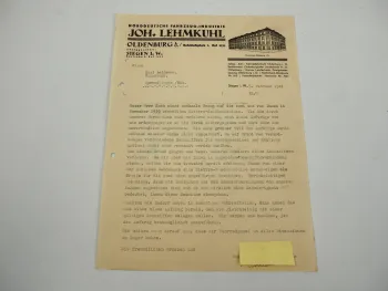 Joh. Lehmkuhl Oldenburg Fahrradwerk Norddeutsche Fahrzeug Industrie Brief 1941