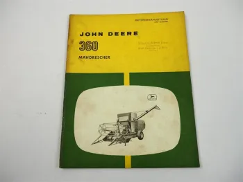 John Deere 360 Mähdrescher Betriebsanleitung Bedienungsanleitung